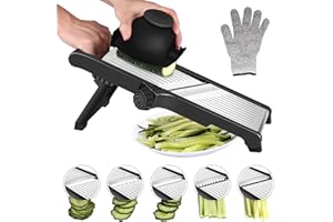 MILCEA Affettatrice Mandolina per Verdure Professionale - Affetta Verdure con Guanti di Sicurezza, Fare Fette Spesse da 1 a 9 mm, Taglia Verdure Manuale, Julienne Tagliaverdure per Frutta e Verdura