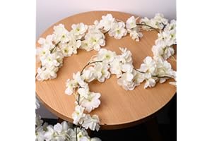 HonFitat Bluelover Künstliche Seide, Kirschblüten, hängend, Weingirlande, Dekoration für Hochzeiten – Weiß