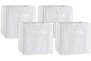 DII Non Woven Fabric Storage Bin Collection Collapsible Organizer Cube, Large Set, 11x11x11", White, 4 Count