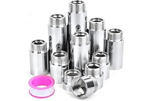 Niuny Rallonge de Robinet 3/4" 15mm Extension de Raccord Fileté en Laiton Chromage 2Pcs Rallonge Filetée Plomberie Rallonges de Robinet Exterieur pour eau Potable Valves D'angle