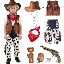 Set Accessori Cowboy Da 9 Pezzi Per Bambini &ndash; Cappello, Bandana, Cintura, Fondine E Giocattoli, Perfetto Per Halloween E Carnevale