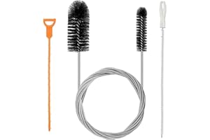DKBT 3 Stück Abflussbürste Lang 200cm Rohrreinigungsspirale Schlauchbürste Rohrbürste Rohrreinigungsbürste Abflussreiniger Spirale Bürste Flexible Abfluss Bürste für Rohre Schmales Abflussloch Schwarz