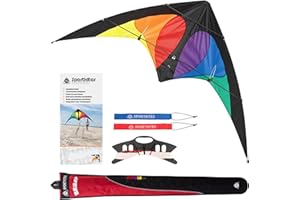 ‎HQ HIGH QUALITY DESIGN HQ Design - Bebop, Lenkdrachen Zweileiner Flugdrachen Allround Drachen für Kinder und Erwachsene ab 8 Jahren 69x145cm inkl. 20kp Polyesterschnüre 2x20m auf Winder mit Schlaufen 2.5-5 Bft