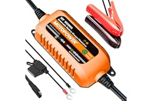 MOTOPOWER Automatyczna ładowarka 12 V, 1000 mA, konserwacja akumulatora, ładowarka i odsiarczacz akumulatora z zabezpieczeniem timera.