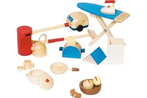 GOKI Accessoires Küche: Holz, für die Puppenhäuser, 19 Teile, per Set