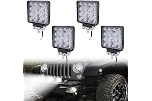 TRMLBE 12V LED Luz de Trabajo Faro LED Cuadrado IP67 Foco Impermeable para SUV, UTV, ATV, Tractor - 48W, 4 Piezas