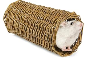 GREENKING Willow Tube, Wicker Tunnel for Small Animals, Large Willow Tunnel for Guniea Pigs, Hamsters, Rabbit, hamster grass tunnel, 15×32cm