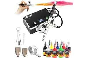 ‎XDOVET XDOVET Verbessertes 32 PSI Airbrush Set mit Farblack 12 Farben/ 30ml, Dual-Action Airbrush Set mit Modellbau Farbstoffe, Tragbares Airbrush Set mit Kompressor für Färbung