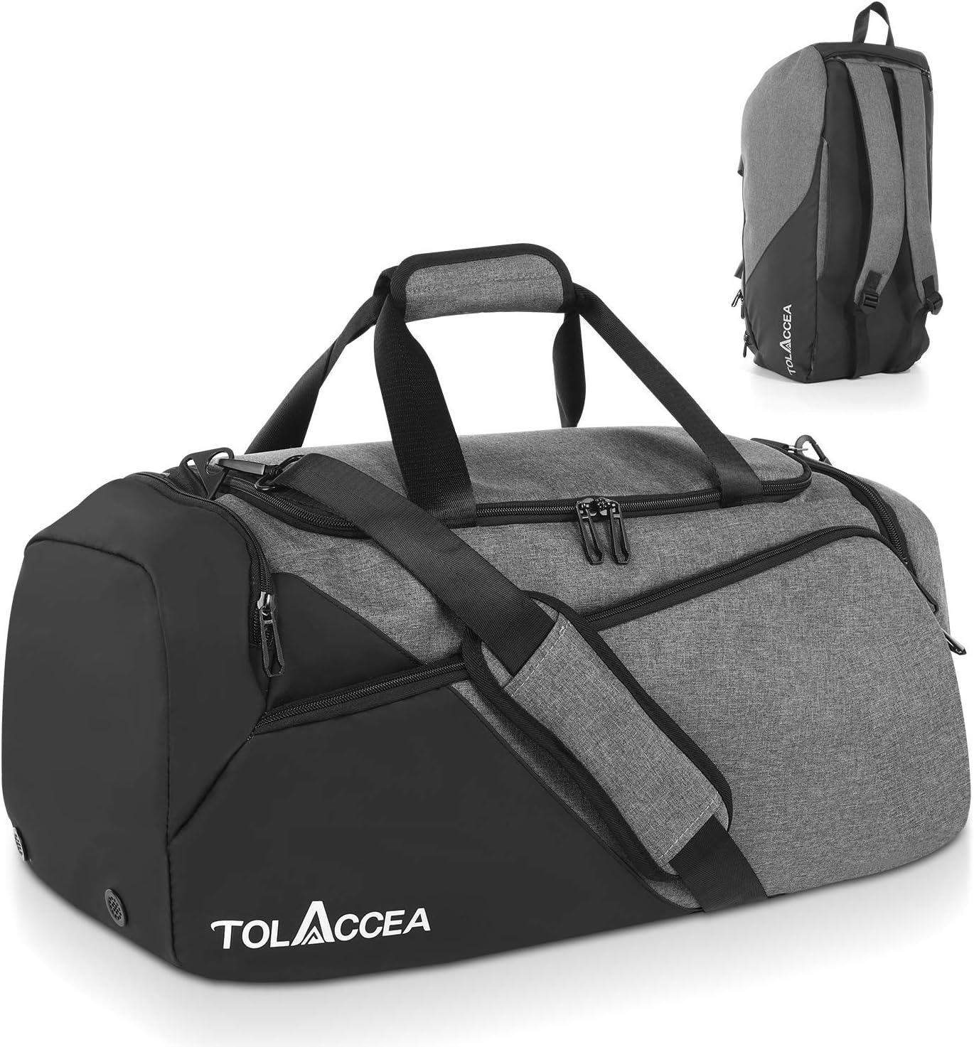 Tolaccea Gym Bag for Men Women, 47L Large Sports Duffle Backpack with Shoes Compartment and Wet Pocket, Holdall Duffel Bags for Overnight/Weekend/Travel/Swimming/Football/Yoga