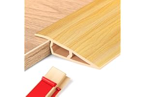 ANKEKOLYSTAR Perfil de Transición para Suelo, Perfil Transición Suelo Desnivel de, PVC Tapajuntas Suelo Adhesivo (Madera Clara, 15~20mm(H),1M(L))