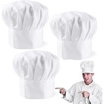 SAVITA Lot De 2 Chapeaux De Chef Ajustables – Coton Respirant, Élastique, Style Classique Blanc