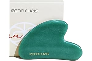Rena Chris Jade Gua Sha, Gua Sha di Giada Naturale al 100% per la Terapia di Agopuntura SPA Trattamento dei Punti Trigger, Massaggiatore Facciale, Adatto per la Cura Della Pelle di Donne e Uomini
