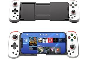 Joso Wireless Controller for iPhone/Android/PC/Tablet/Arcade MFi Games/Switch, Support Streaming on PS3/PS4/Xbox/PC, Cloud Gaming Gamepad Joystick - Turbo/Dual Vibration White