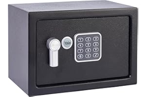 Yale Small Alarmed Value Safe, 130dB Built In Alarm, Steel Construction, Steel Locking Bolts, Emergency Overide Key, Wall And Floor Fixings, Black, YEC/200/DB1