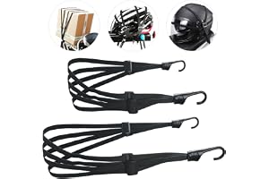 URAQT Black Elastic Bagage Carrier, 2PCS Justerbar Bagage Carrier för Camping, Cykel, Motorcykel - Fäst Hjälm & Skolväska, 90