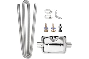 RIKMODY Car Exhaust Hose, Stainless Steel Diesel Heater Exhaust Pipe, Flexible Tail Pipe Diesel Gas Vent Hose, Parking Heater Pipe, Car Air Heater Exhaust Pipe with Silencer & 2 Hose Clips (200CM)