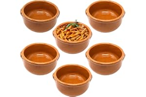 NAMAI Set 6 Tegami Terracotta, Ciotole in Terracotta, Misura 14 CM di Diametro e 6,5 CM di Altezza, Artigianali e Resistenti, Marroncino, Made in Italy