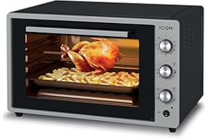 ICQN Mini Four Electrique 60l, 5 Fonctions, 40°-230°C, 1800 W, Gris Inox