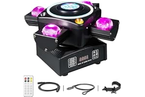METYONLASER Lot de 4 lampes de scène LED avec contrôleur DMX512, activation du son, 4 perles LED RGBW 12 W, effet stroboscopique variateur