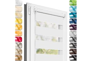 Estika Store Enrouleur Jour Nuit sans perçage - Blanc - 35 x 120 cm - Store à enroulement, Double Tissu, pour fenêtres intérieures, Protection Contre Le Soleil