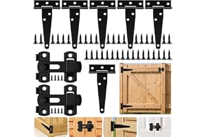 HOTUT 6-pack 100 mm (4 tum) tegångjärn, kraftiga T-gångjärn med 2 rostfritt stål dörrlås, metall T-gångjärn med rostbeständig