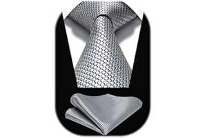 HISDERN Męski krawat w kratkę i poszetka z krawatami, zestaw do formalnego biznesu