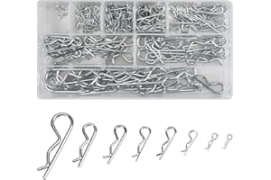 MIKIHAT 180 Pezzi Copiglie, Coppiglie e Mollette a R, 8 Misure Coppiglie R Clip in Acciaio Inox, Coppiglie per Molle, R Clip di Fissaggio Assortimento Kit con Scatola di Plastica per Auto Meccanica Trattori