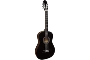 MSA Musikinstrumente 4/4 GITARRE - KONZERTGITARRE SCHWARZ - CLASSIC - HOCHGLANZ POLIERT - MENSUR 64cm - DECKE: Lindenholz