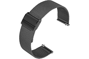 Lahviuu Quick Release Watch Strap 22mm,Metal Watch Strap for Men Women,Mesh Smart Watch Straps Adjustable Replacement Straps with Magnetic Clasp,Watch Wristbands Black