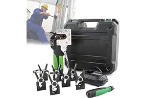 NOLLAM Cartellatrice Elettrica a Batteria per Tubi in Rame, Espansore per Tubi Idraulici da 1/4" - 3/4", Strumento per Svasatura Tubi Eccentrici a 45 °, per Tubi in Rame/Alluminio,5chucks