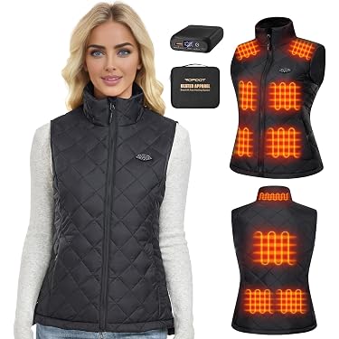 Chaleco Calefactable Para Mujer Con Batería 16000 MAh - 15 Zonas De Calor, 3 Niveles, Capucha Desmontable, Impermeable