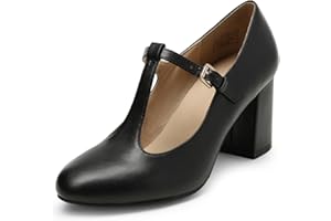 DREAM PAIRS Low Chunky Heels for Women T-Strap Mary Jane Pumps Wedding Dress Shoes DPU211