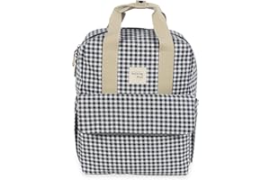 Walking Mum. Bolso Mochila I Love Vichy. Bolsa pañalera para silla de paseo. Diseño versátil con asas cortas y correas para llevar en los hombros. Color Negro. Medidas 37X28X12 cm.