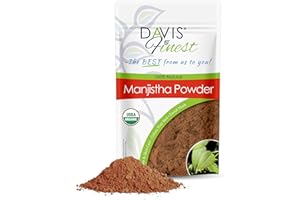 Davis Finest Organic Manjistha Powder 250g, Pure & Natural Rubia Cordifolia Indian Madder Root, Ayurvedic, Hair & Skin Care, Red Hair Dye Colour Mask Conditioner Refresher, Brightener (250g)