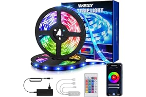 WEILY Ruban LED Smart WiFi Bande LED 15m RGB Multicolore App Contrôle, Bande Lumineuse Compatible avec Alexa et Google Home, Décor pour Maison Cuisine