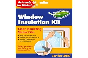 LORD C Window Film Indoor Double Glazing Insulation Kit Winter Draught Excluder Shrink Panels Frost Heating Glass Keep Out Drafts and Help in Condensation Insulating Interior 2 Windows Size 1m X 1.5m (1 Pk)