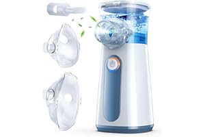 MIODURO Nebulisateur Inhalateur Pour Enfants et Adultes - Silencieuse Aerosol Medical, Le taux d’Atomisation est Réglable, 2 Embout Buccal et Masque, La Batterie dure Longtemps, Chargement USB-C(Gris)