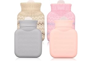 GWHOLE Mini Bouillotte Eau Chaude Enfant 2Pcs Bouillote Chauffant Petite Bouillotte Enfant en Caoutchouc avec 2 Pcs Housse pour Bouillottes Bouillotte à Eau pour Main et Pied