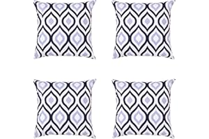 Gardenista Water Resistant Printed Outdoor Hollowfibre Filled Cushion | Vibrant Patterned Colourful Design | Durable Polyester Cushion | 45cm Decorative Garden Bench Cushions (Black/Grey, 4)