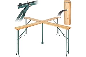 tectake® Table Haute Mange Debout Pliable en Bois & Acier laqué 241x241x103cm Table de Bar avec Porte Parasol, pour jusqu'à 20 Personnes, Réception Mariage Anniversaire Fête de Jardin