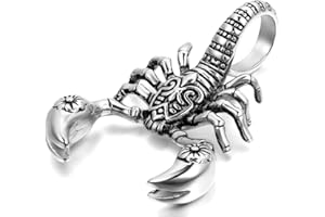 Oidea - Collier avec pendentif de scorpion en acier inoxydable pour hommes avec chaîne de 55 cm, argent
