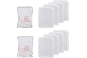 Molain Fish Tank Media - 10 sacchetti filtranti per acquario, a rete fine con chiusura lampo in plastica, per palline biologiche, in carbonio pelletizzato, foro in rete da 1 mm (10 pezzi)