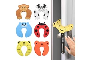WOOXDYUK 6 sztuk ochrony zacisków drzwi, motyw zwierzęcy, ochrona przed zaciskami palców dla dzieci, wysokiej jakości EVA, łatwa instalacja, chroni przed urazami (biedronka, tygrys, foka, niedźwiedź,