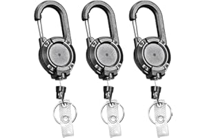 KIPERLINE Llavero, Rollo de Llave Retráctil de 3 Piezas, Cordón Retráctil, Con llavero, Puede Contener Llaves y Tarjeteros, etc.