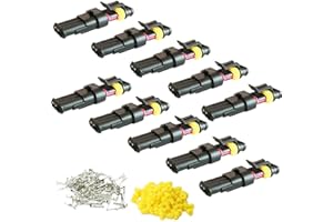 CESFONJER 10 Set 3 Poliger Stecker Steckverbinder Wasserdicht Schnellverbinder IP67 AMP PA66 Nylon Steckdose Set für KFZ LKW Auto Kayak Boote Roller Motorrad