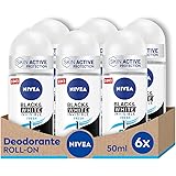NIVEA Black & White Invisible Fresh Deodorante Roll-on 6 x 50 ml, Deo spray fresco e anti-aloni, Spray antitraspirante profum
