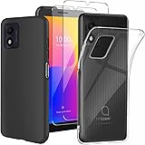 GEJEFA Cover per Alcatel 1B 2022(5031G) Transparent + Nero Cover + 2 Pezzi Pellicola Vetro Temperato, Sottile Silicone TPU Bu