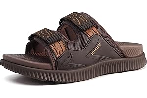 KuaiLu Sandales orthopédiques pour homme - Coussin épais - Sangle réglable - Bout ouvert - Soutien confortable de la voûte plantaire