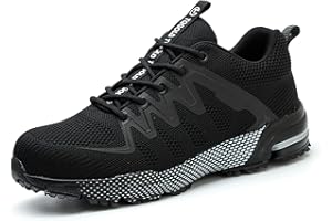TQGOLD Scarpe Antinfortunistiche Uomo Leggere Comodo Donna Scarpe da Lavoro con Punta in Acciaio Ammortizzazione Traspiranti Antiscivolo Scarpe Protettive Industriali