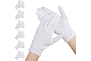 Segbeauty Guantes Blancos, 6 Pares Guantes Algodon Dermatologicos, Lavable, para Reparación Piel Manos Agrietadas, Eczema, Belleza, Trabajo Diario,Reparación de Autos